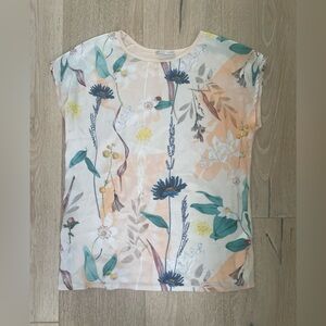 Zara short sleeve satin effect front/cotton back elegant short sleeved blouse
